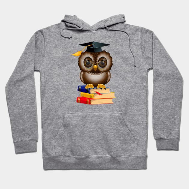 Graduation Book Owl College High School Library Hoodie by phoxydesign